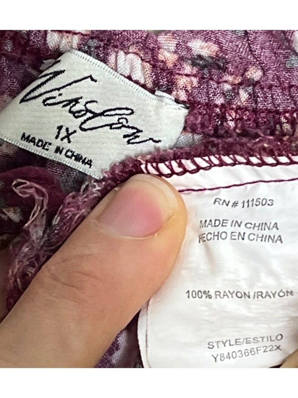 Burgundy Ditsy Floral Dress Boho Peasant Midi Milkmaid Casual Smocked Wom 1X - Picture 7 of 10